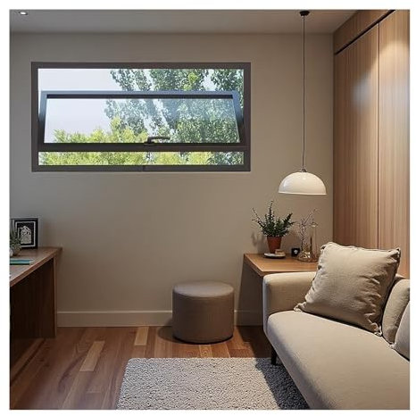 KPHYMOD Fenster Rechteckiges Fenster Mit Rahmen Aus Aluminiumlegierung Und Gehärtetem Glas, Um 360° Drehbares Bullaugenfenster, Schiebefenster Für Lüftungsbeleuchtung(Black,90X40CM/35.43X15.79IN)