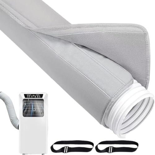 Funda para Manguera de Aire Acondicionado,Accesorios para Aire Acondicionado Portátil | Con 2 Correas Ajustables, Aislante, Antipolvo, Tubo de Ventilación para Uso en Interior y Exterior en Casa
