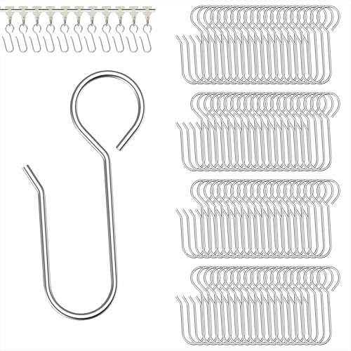 Qzakce Ganchos Cortinas 100 Pieza Ganchos para Cortinas de Metal, Gancho Cortina Carril Mini Ganchos Colgantes para Cortina de Puerta y Duchain, Longitud 35mm Plata