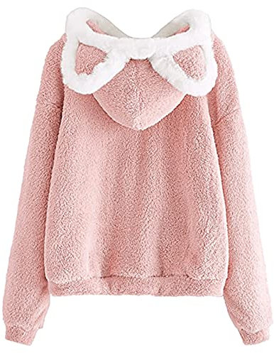 Felpa Donna Invernale Cappuccio Ragazzo College Lunga con Zip Tuta Fantasia Leggera Abbigliamento Sportivo Nera Coperta Coppia Bolf 3XL Imbottita Foderata Orecchie Coniglio Plaid Gigante