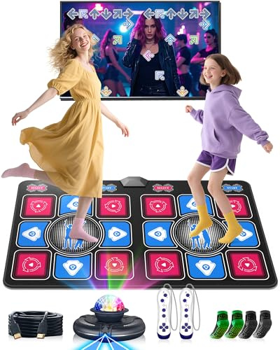 MIAROZ Dance Mat for Kids and Adults: 2-Player Electronic Dance Pad with HDMI for TV - Wireless Musical Exercise Game Prefect for Party Fun Birthday Gifts for Girls & Boys Ages 6+
