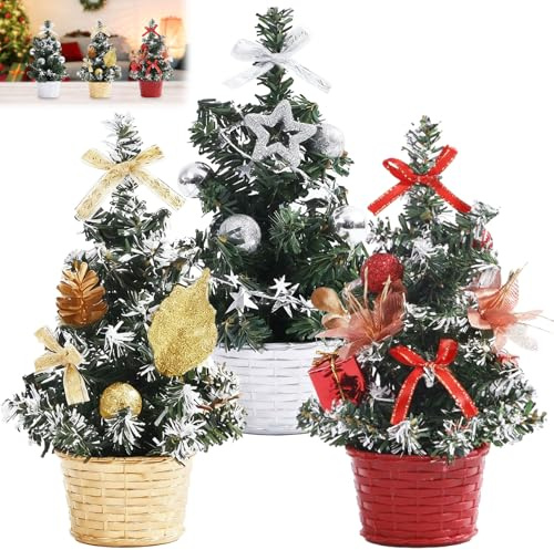 Vlecexs 3 Pezzi Mini Albero di Natale Piccolo, 20cm Mini Alberi di Natale Artificiali, Miniatura Albero da Tavolo Decorazione Natalizia Oggetti Natallizi Addobbi per Natale Casa Regalo Festa