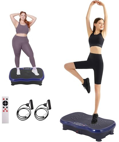 Machine d'exercice à plaque vibrante – Plaque vibrante pour drainage lymphatique, perte de poids, plate-forme d'exercice avec écran tactile et bandes de résistance, équipement pour homme et femme (MN