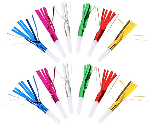 SOPOTUTU 24 Piezas Silbatos Fiesta Infantiles con Flecos Metálicos Fabricantes Ruido para Cumpleaños y Bodas Juguetes Ruidosos