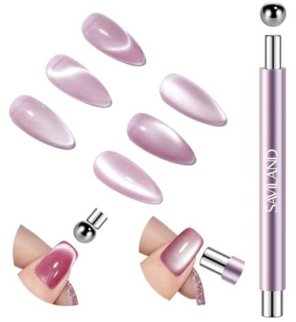 SAVILAND Ultrastarker Magnetischer Cat Eye Magnet: Doppelseitig Robuster Cat Eye Magnetstift für Nagel mit Runder Magnetperle Multifunktionaler Magnet für Cateye Gel Nagellack Salon Nageldesign Tools