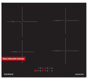 Corberó - Placa de Inducción | CCIM472 | 4 Zonas | Booster | Inverter | Control Táctil | Temporizador | Seguridad Infantil | 7200 W | Negro