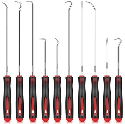 Funngy Pick und Haken Set,10 PCS Rot Professionelles Wellendichtring Werkzeug für O-Ring Dichtung und Auto Demontage Universal Präzisions Haken für Schläuche Öl-Ringe und Dichtungen