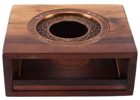 Gurtt Tea Warmer for Teapot, Walnut Wooden Heating Base for Coffee, Tea, Milk, Food for Home and Office (Square)