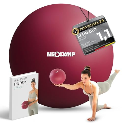 NEOLYMP Pilatesball 20 cm - Rutschfester Pilates Ball inkl. Pumpe - Mini Gymnastikball aus Silikon für Core-Training, Balance, Yoga, Pilates & Physiotherapie - kompakter Exercise Ball