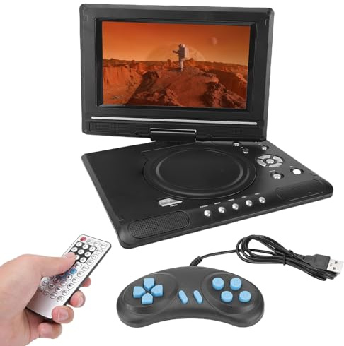 LICAEVEY Portable DVD Player with 1080p Playback Swivel Screen, Support USB Input AV Output Multiple Disc Formats, Dual Speakers for Car Travel and Home Use (LICAEVEYWzd-2610250216012)