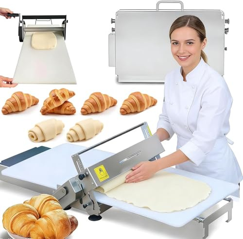 Faltbare Teigausrollmaschine, 2026 Neue Manueller/Elektrischer Teigroller (Optional) Mit Einstellbarer Dicke (0–25/30Mm), Tischausrollplatten FüR Pizza, Croissants, GebäCk Und Fondant A300Manual