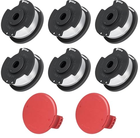 6 Stück Ersatzfadenspule für Einhell Akku-Rasentrimmer GE-CT 18/28 Li, 4.9M x 1.6mm, Nylon Rasentrimmer-Faden mit 2 Kappe, passend für Einhell GE-CT 18/28 Li TC und GE-CT 18/260 Li