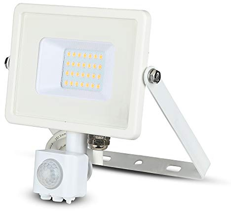 V-TAC Faro LED Chip Samsung 20W con Sensore di Movimento e Crepuscolare e Interruttore Manuale di Bloccaggio Colore Bianco 4000K IP65