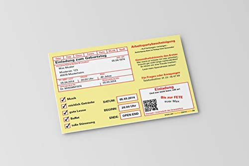 Einladung Einladungskarte Geburtstag (10 Stück) Krankmeldung individuell