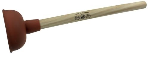 Dönges Ausgussreiniger Pömpel mit Holzstiel | Ø 140 mm Saugglocke | extra Saugkräftig | Abflussreiniger ohne Chemie Verstopfungen lösen