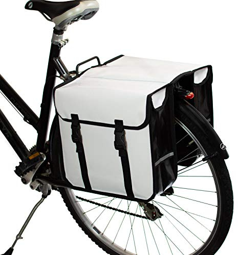 BikyBag Classic CW – vattentät dubbelväska, cykelväska, cykel, pendlare, shoppingväska, (vit)