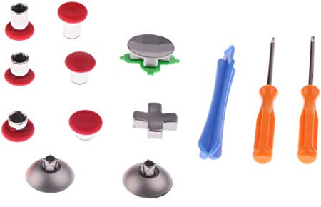 Tubayia 10pcs Ersatz Controller Knöpfe + 2pcs T6 / T8 Schraubendreher + Pry Bar für Xbox One Elite Controller (Rot)