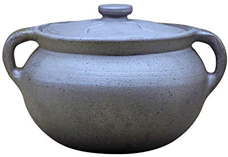 LTLWSH Cacerola Negro con Tapa y Manijas Dobles Hecho a Mano Sin Recubrimiento Herramientas de Cocina Saludable Olla de Cocción Lenta para Estufa de Gas,8L