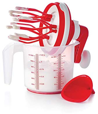 Tupperware Whip 'N Mix Chef - Mélangeur Manuel en Métal et Silicone Rouge Moderne - Sans BPA