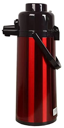 ZOGBX Lever-Action Airpot, Thermal Coffee Carafe With Pump 77/88 oz, SplashProof Coffee Carafe Airpot, Double Walled Large Insulated Vacuum Flask, 24 Hour Heat Retention (Color : Red, Size : 2.5L)