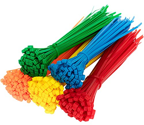 YUTOU 500 stycken färgade buntband set 100 mm x 2,5 mm buntband färgglada hög kvalitet stark buntband av nylon justerbar UV-resistent värmebeständig kabelslips-set, röd gul blå grön orange