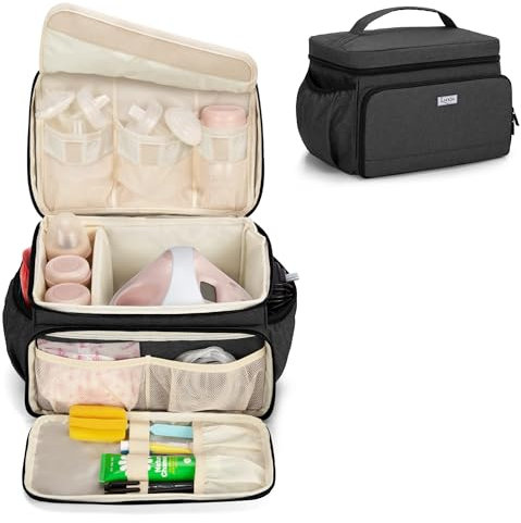 LUXJA Breast Pump Bag Compatible with Spectra S1 and S2, Black