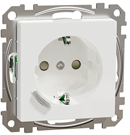 Schneider Electric Merten Smart Home Connected Schuko-Steckdose, 16A, System M, über Hub kompatibel mit Matter, Alexa, Google, Apple, aktivweiss glänzend, Artikelnummer MEG2380-0325