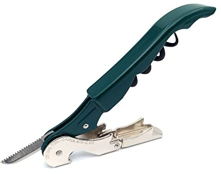 Pulltap's Genuine Classic 500 Double-Hinged Lever Wine Key Corkscrew Bottle Opener (Dark Green Left Handed)