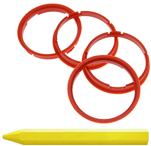 4X Zentrierringe 73,0 x 67,1 mm Orange Felgen Ringe + 1x Reifen Kreide Fett Stift
