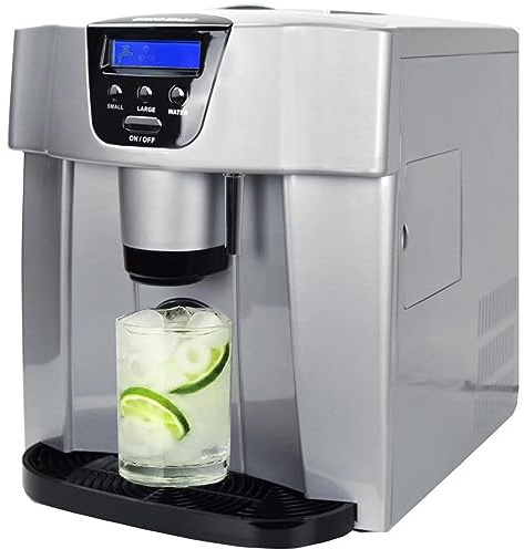 Syntrox Germany Eiswürfelmaschine Gipua (Eiswasserfunktion + Display + Spender), Schneller Eiswürfelprozess, Automatischer und Hygienischer Eiswürfelbehälter