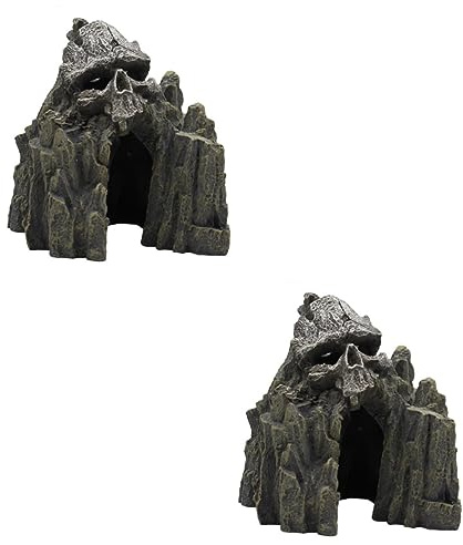 BESPORTBLE 2 STK Aquarienverzierung Aquarium Bergverzierung schädel Aquarium Dekoration aquaristik zubehör Zubehör ablagefächer Ornament Fischbecken Berg Landschaftszubehör Tateyama