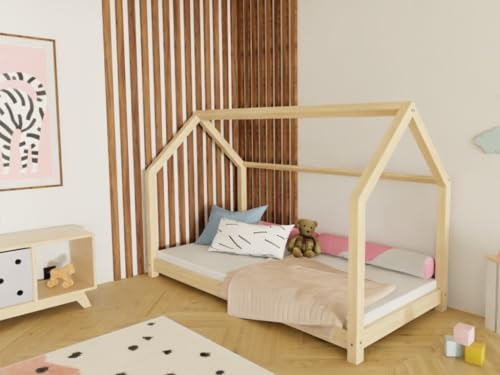 Benlemi Kinderbett TERY | in Form eines Hauses | aus Holz | 120x190 cm (Weiß)