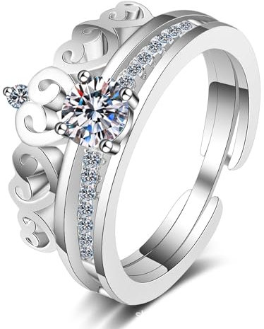 KnSam Verlobungsring Weißgold 585, 0.5ct Labor Erstellt Diamant Hochzeitsring Klassiker Rund Design, 14K Diamantring Echte Goldschmuck für Damen, Gr.56 (17.8)