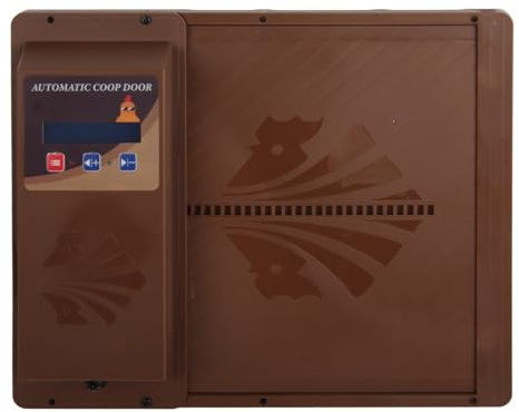 Solar Programmierbarer Hühnerstall Türöffner Mit Timer LED Anzeige Für Hühner Enten Gänse Kunststoff (BROWN)