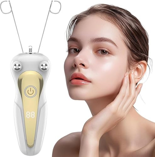 Gesichtshaarentferner für Frauen, Elektrischer Haarentfernung Gesicht Damen, Gesicht Epilierer Damen Epilierer mit LED, Kabelloser Threading Gesicht Epilierer, für Gesicht Kinn und Arme (Gold)