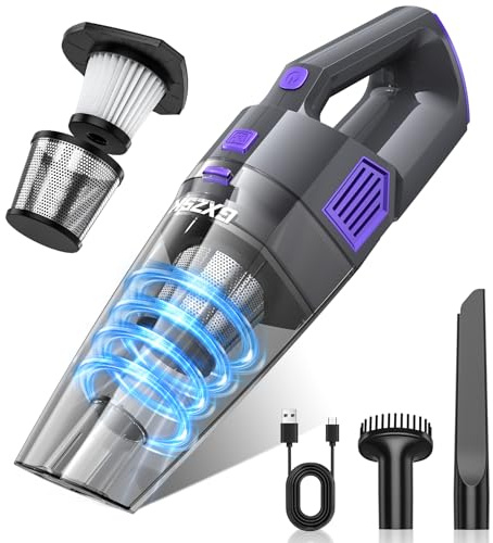 Gxzsk Handheld Vacuum Cordless, 15000PA Strong Suction Hand Held Car Vacuum Cleaner Rechargeable, Portable Hand Vacuum with Multi-Nozzles & Washable Filter for Home Office, Car, Pets