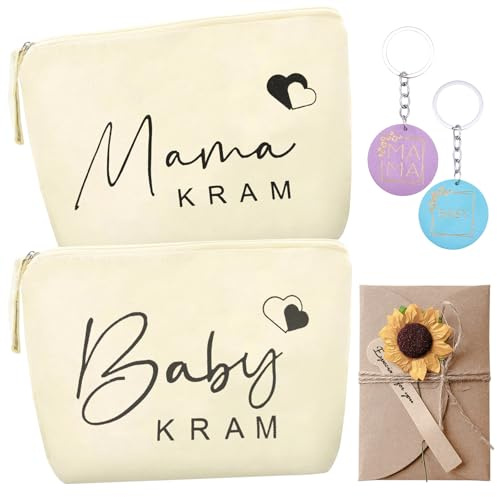 VEQENIFY 2 Stücke Kosmetiktasche Bag Mama Baby, Mama Mutter Beutel Geschenke Für Werdende,Baby Kram Mutter,mit Reißverschluss Mutter Beutel, Geschenke Zur Geburt