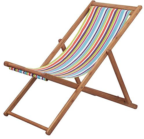 Sufrk Klappbarer Strandstuhl Stoff und Holzrahmen Strandstuhl Klappbar Strandstuhl Klappbar Leicht Bis Campingstuhl Faltbar Strandliege Mit RüCkenlehne Mehrfarbig