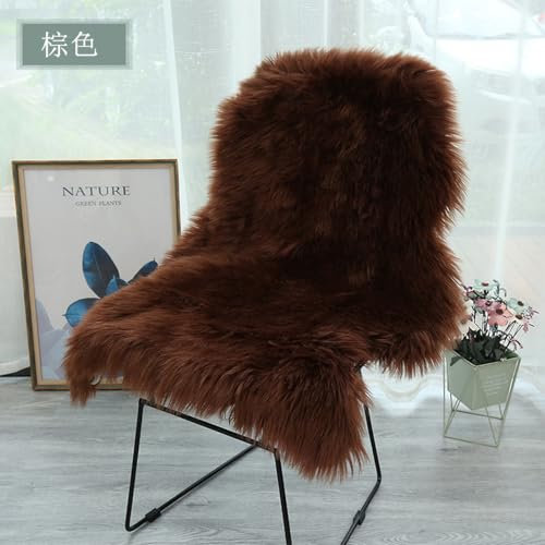 YUGWNN Braun Lammfell Imitat Fellteppich Kunstfell Teppich,Sofa Matte,Stuhl Felle,60x90cm/23.6x35.4in