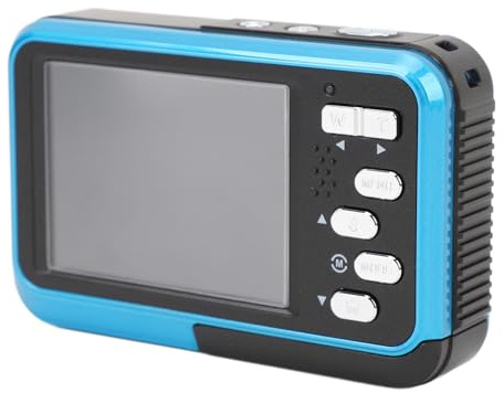 Fotocamera Selfie Subacquea 4K 48MP con Doppio Schermo, Autofocus HD, Impermeabile per Snorkeling, Ampia Memoria, Registrazione 60 Minuti (Blu)