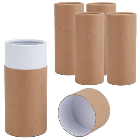 NICENEEDED 5 pz 100 ml Tubi di Carta Kraft con Coperchio, Scatole di Cartone Barattolo di Carta Kraft Vuoto Contenitori Rotondi per Oli Essenziali