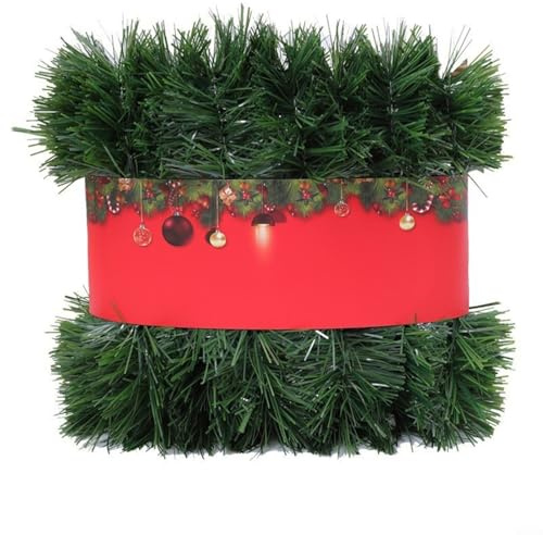 HOHOVYVY Tannengirlande 20M, Weihnachtsgirlande, Künstliche Weihnachtsgirlande 20M Grün PVC Dekogirlande Für Weihnachtsbaum Garten Kamin Treppe