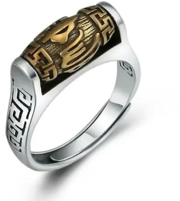925 Sterling Silber & Messing Om Mani Padme Hum Verstellbarer Drehring A3001-7 - verstellbar