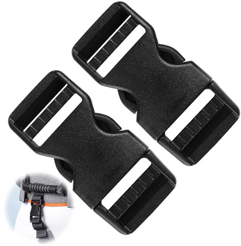Smomend 2 Stück Steckschnalle 25mm Beidseitig Verstellbar, Kunststoff Klickverschluss Schwarz für Rucksack, Beckengurt, Hundehalsband, Gurtband, Spanngurte, Ersatzschnalle, Helm Schnellverschluss