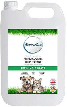 Artificial Grass Cleaner – Powerful 3-in-1 Disinfectant, Deodoriser & Cleaner Removes Bacteria & Neutralises Pet Odours Pet-Friendly (5 Litre, Cut Grass)