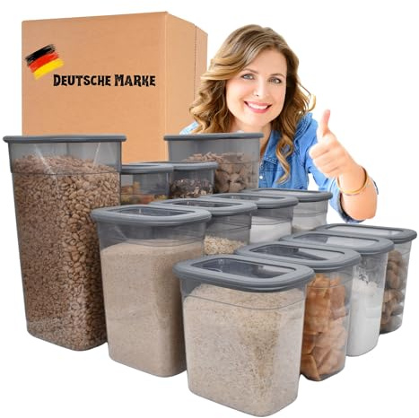 Vorratsdosen mit Deckel luftdicht diverse Sets Küchenorganizer Aufbewahrungsbox BPA frei stapelbare Vorratsbehälter für Lebensmittel & HLKauf-Block (4x 1150ml & 1x HLKauf-Block)