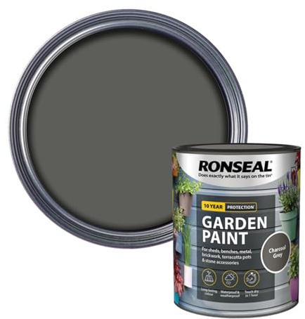 AOC24 Garden Fence Paint 750ml – Multi-Surface Exterior Paint for Wood, Brick, Metal, Stone & Terracotta – Waterproof, Resists Fading, Matt Finish for Sheds, Fences, Garden Furniture Charcoal Grey