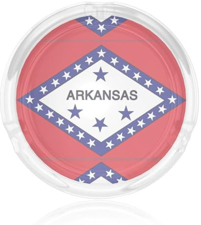 Ceniceros de cristal con bandera del estado de Arkansas para cigarrillos, ceniceros de vidrio decorativos, bandejas redondas para ceniceros para el hogar, la oficina