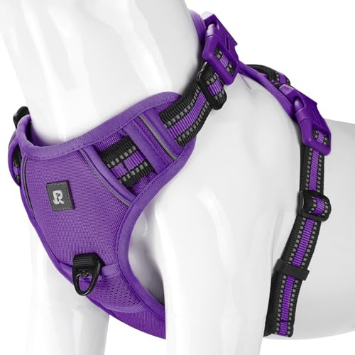 Harnais Chien Anti Traction pour Chien Réfléchissant avec Poignée Rembourrée Contrôl 2 Anneaux Métal Petit Moyen et Grand