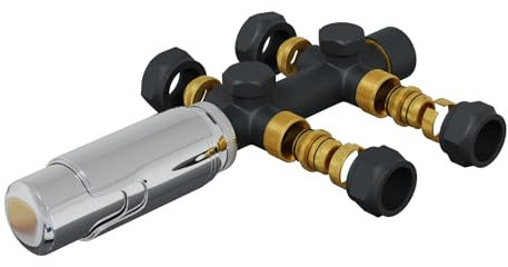 HAGO24 | Thermostatventil Heizkörper | 50mm Mittelanschluss | Universal | Anthrazit | Eckform | Durchgangsform | Hydrosensor | Flüssigkeitssensor | Frostschutz | 5 Stufen